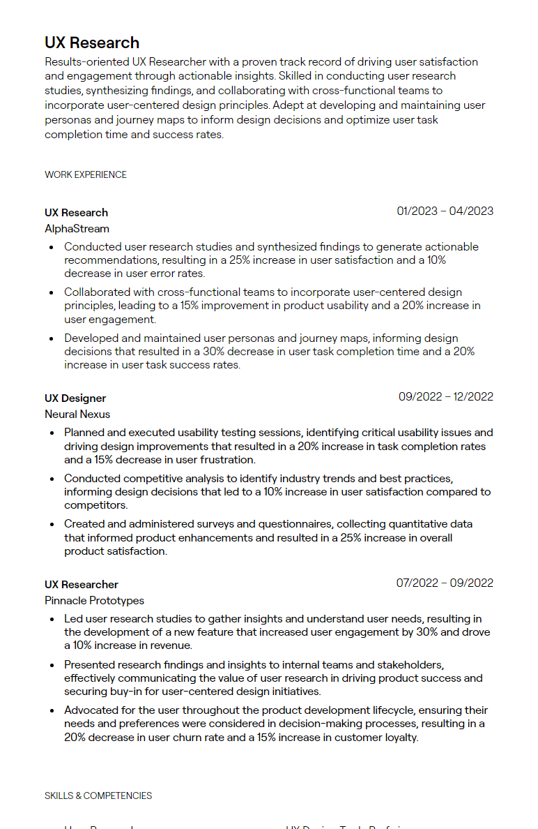 ux research resume