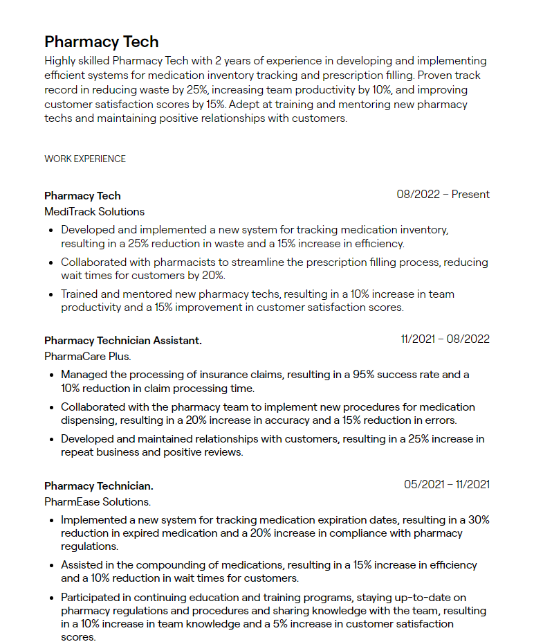 pharmacy tech resume