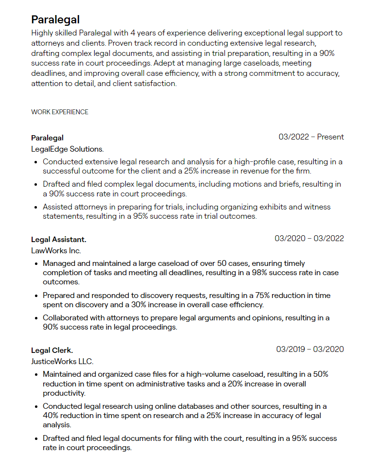 paralegal resume