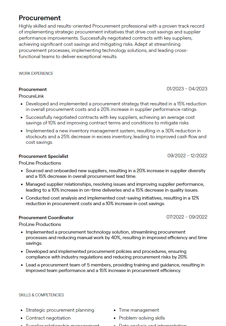 procurement resume