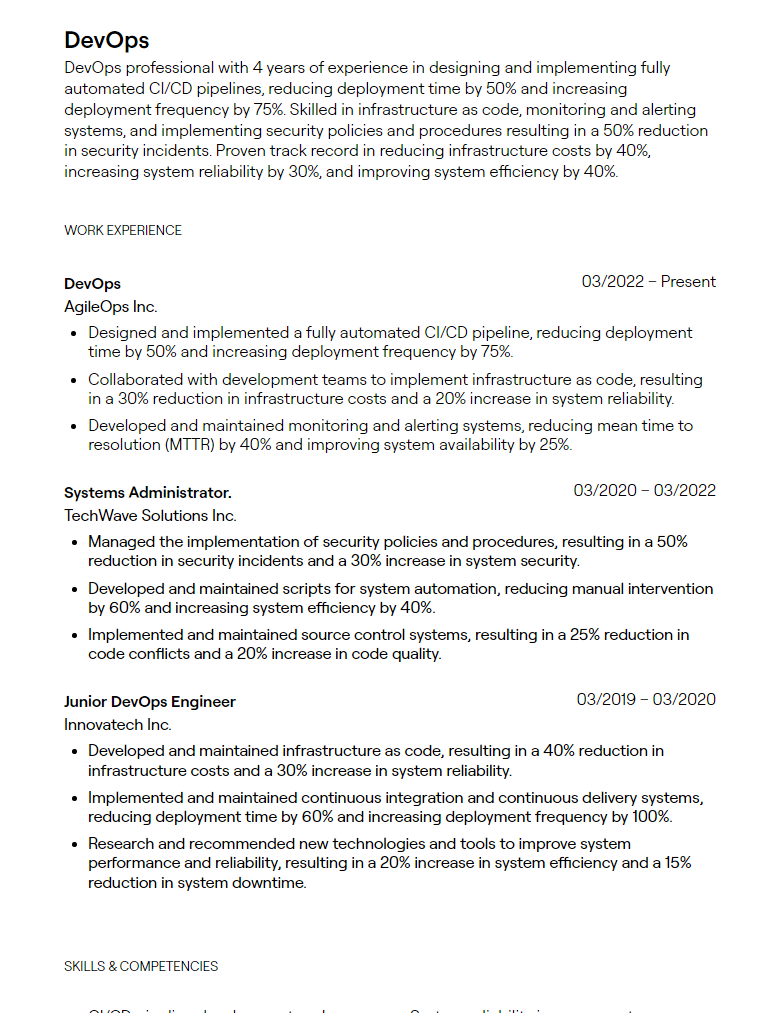 devops resume