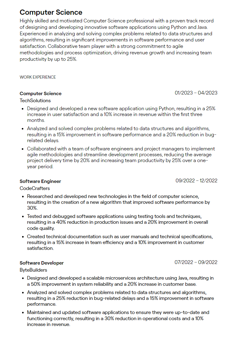 computer science resume