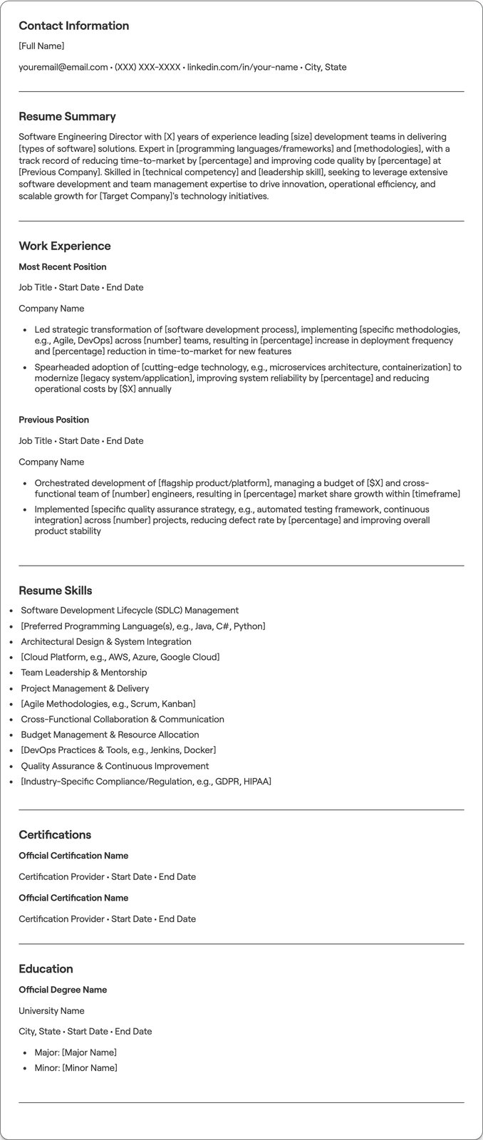 Software Engineering Director resume example
