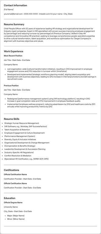 Chief People Officer resume preview