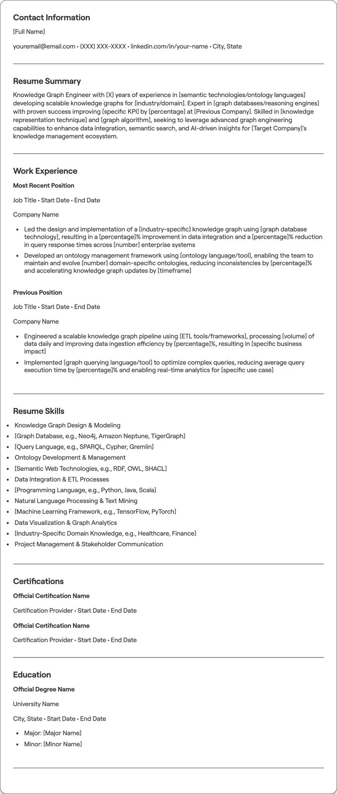 Knowledge Graph Engineer resume example