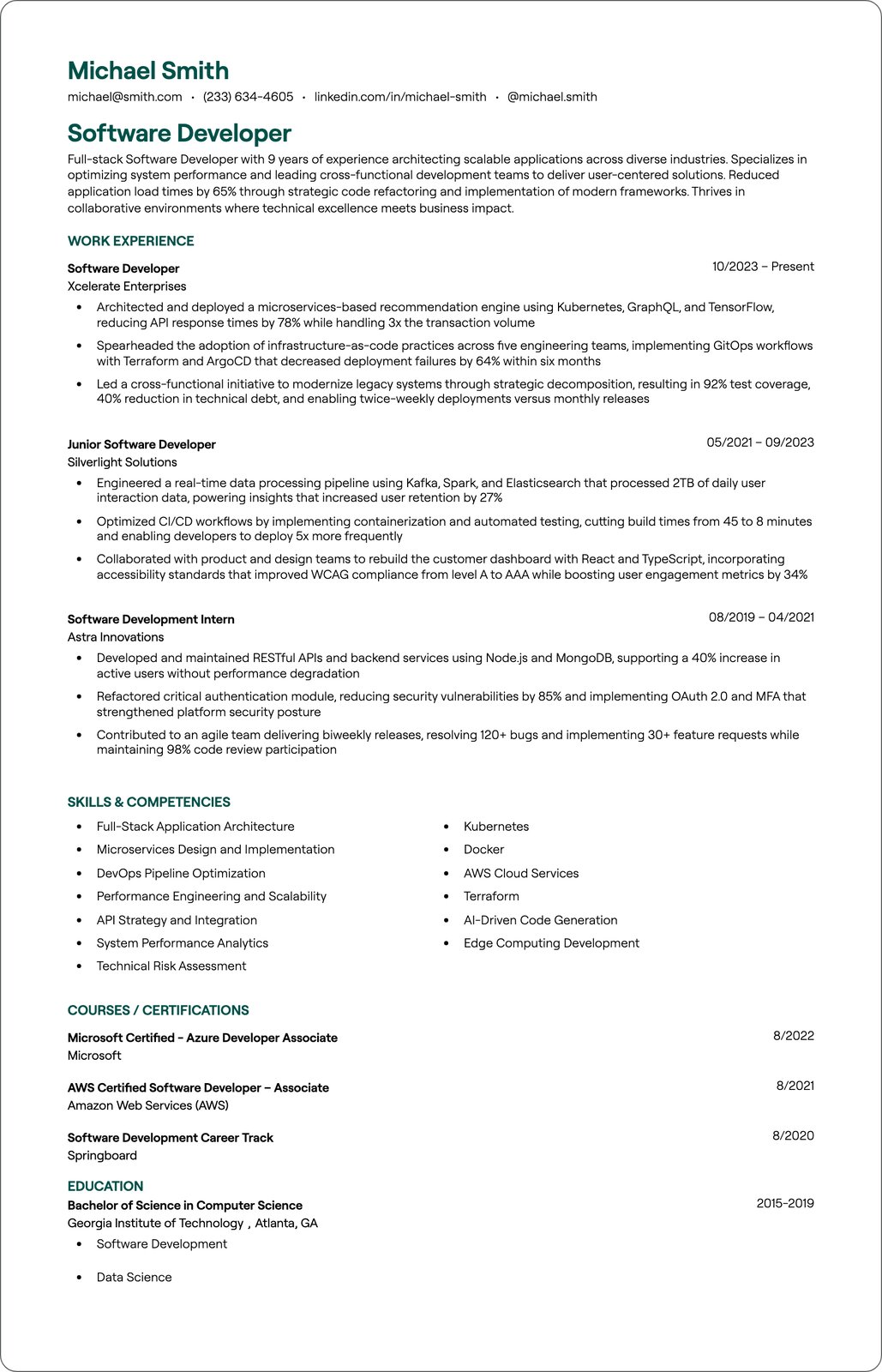 Oracle Developer resume example