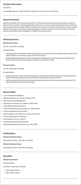 Banking resume preview