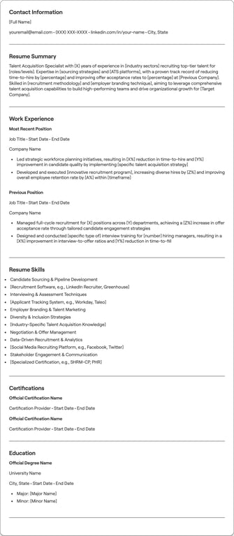 Talent Acquisition resume example