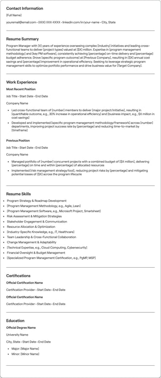 Program Manager resume example