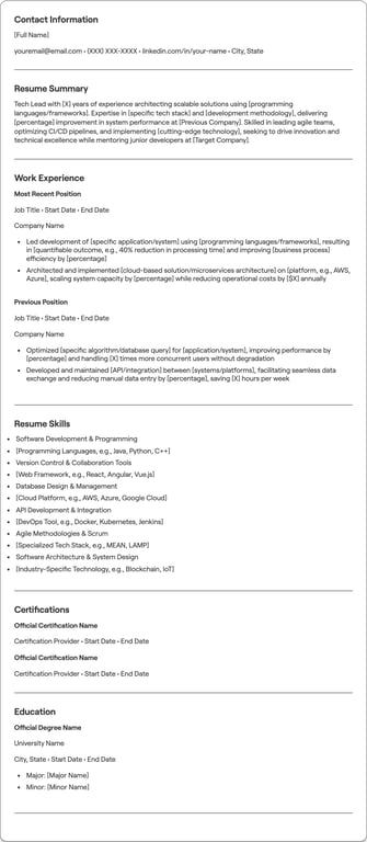 Tech resume preview