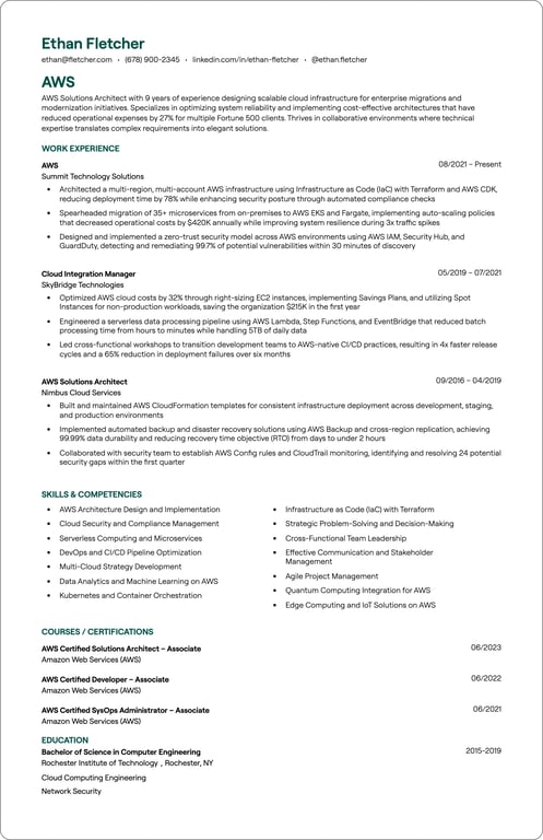 AWS resume preview