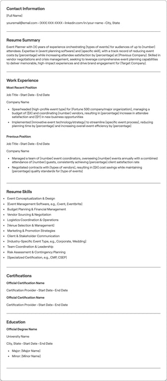 Event Planner resume example
