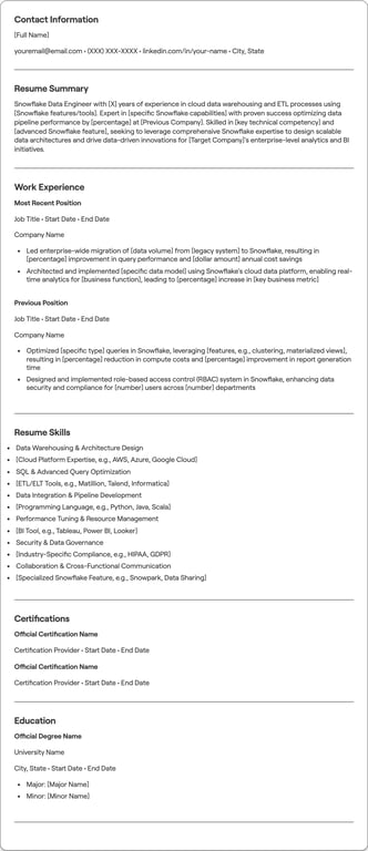 Snowflake resume preview