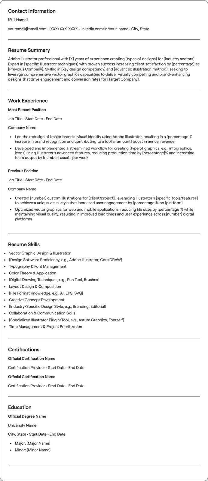 Adobe Ilustrator resume example