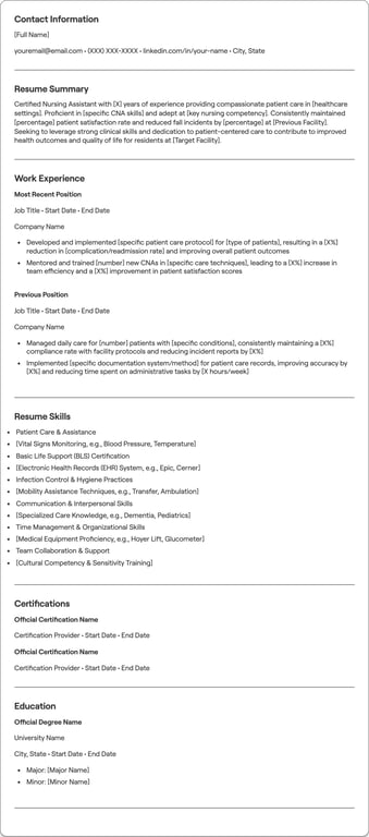 CNA resume example