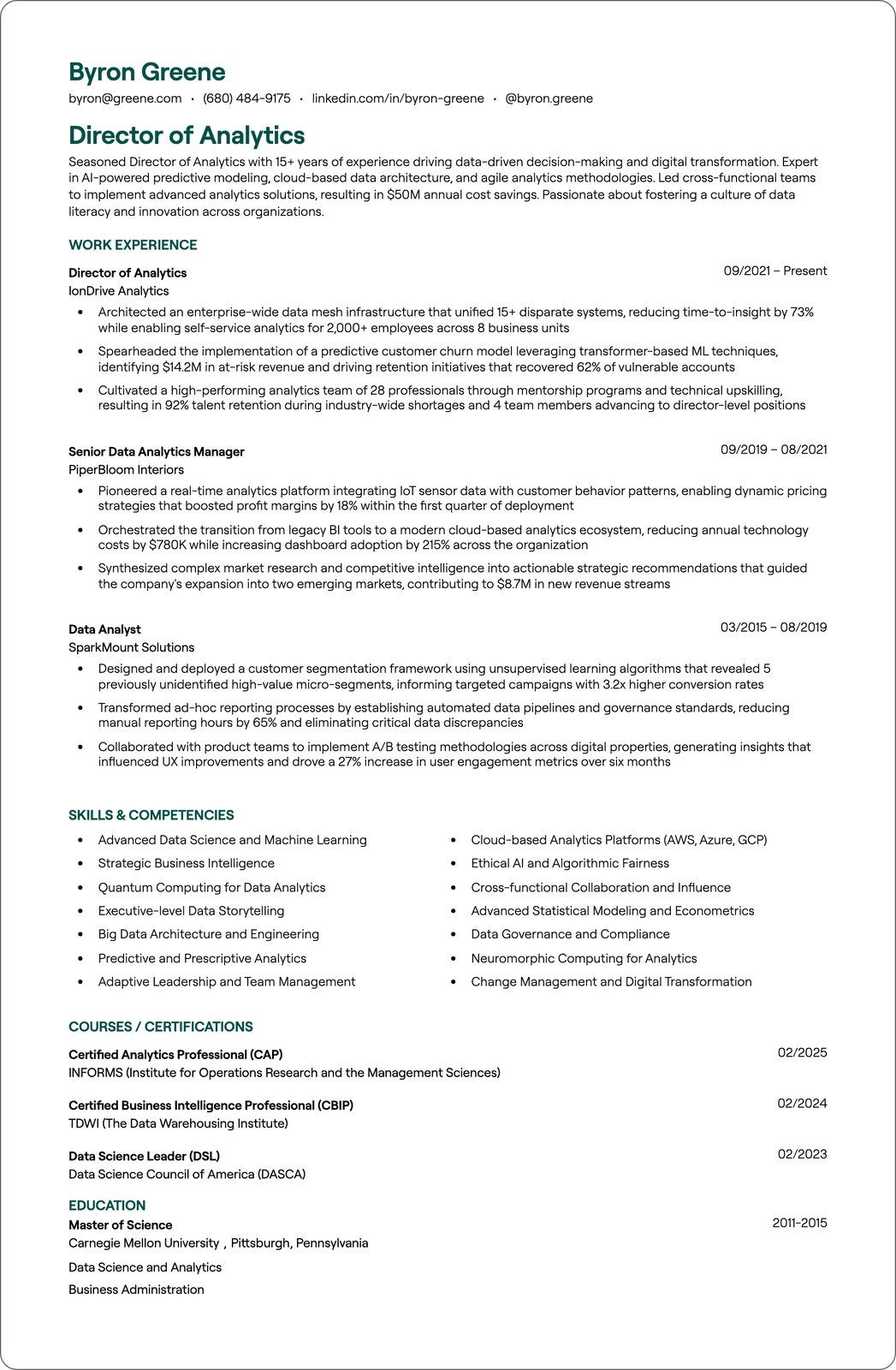 Director of Strategic Initiatives resume example