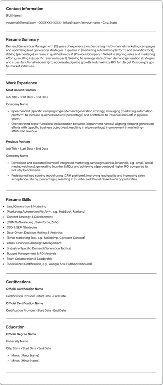 Demand Generation Manager resume example