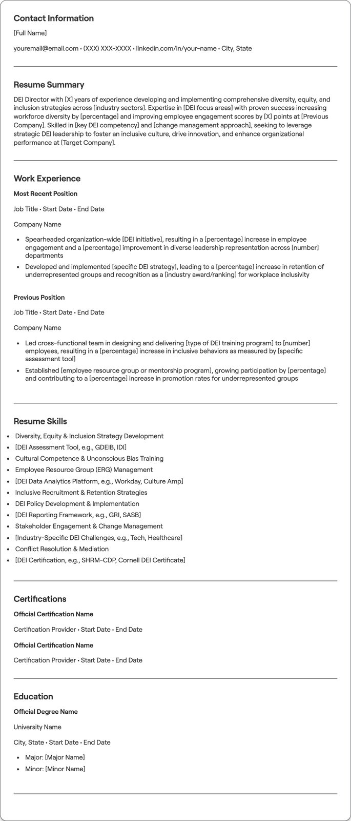 DEI Director resume example