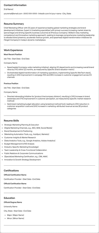 Chief Marketing Officer resume preview