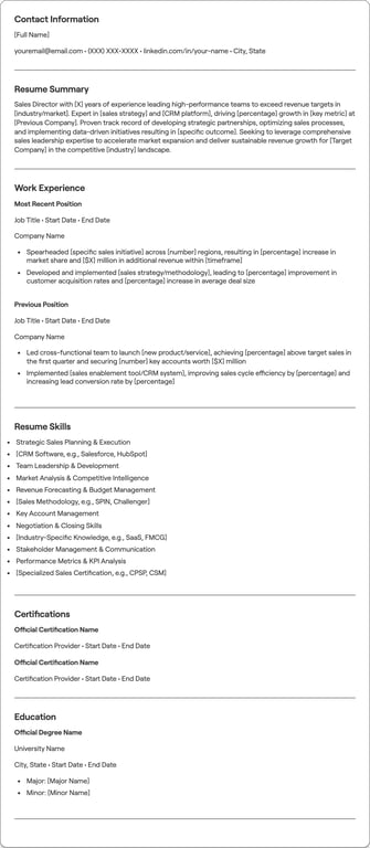 Sales Director resume example