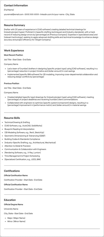 Drafter resume example