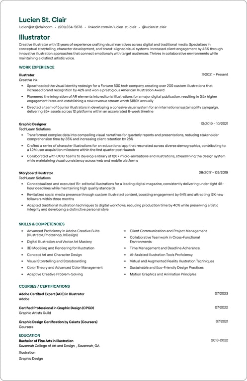 Illustrator resume preview