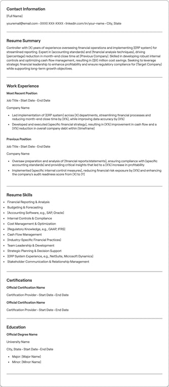 Controller resume preview