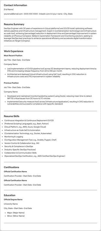 DevOps resume preview