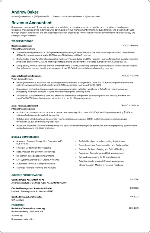 Revenue Accountant resume example