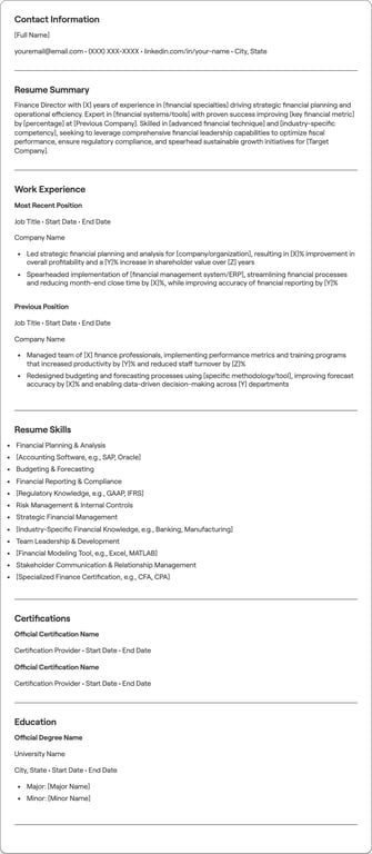 Finance Director resume example