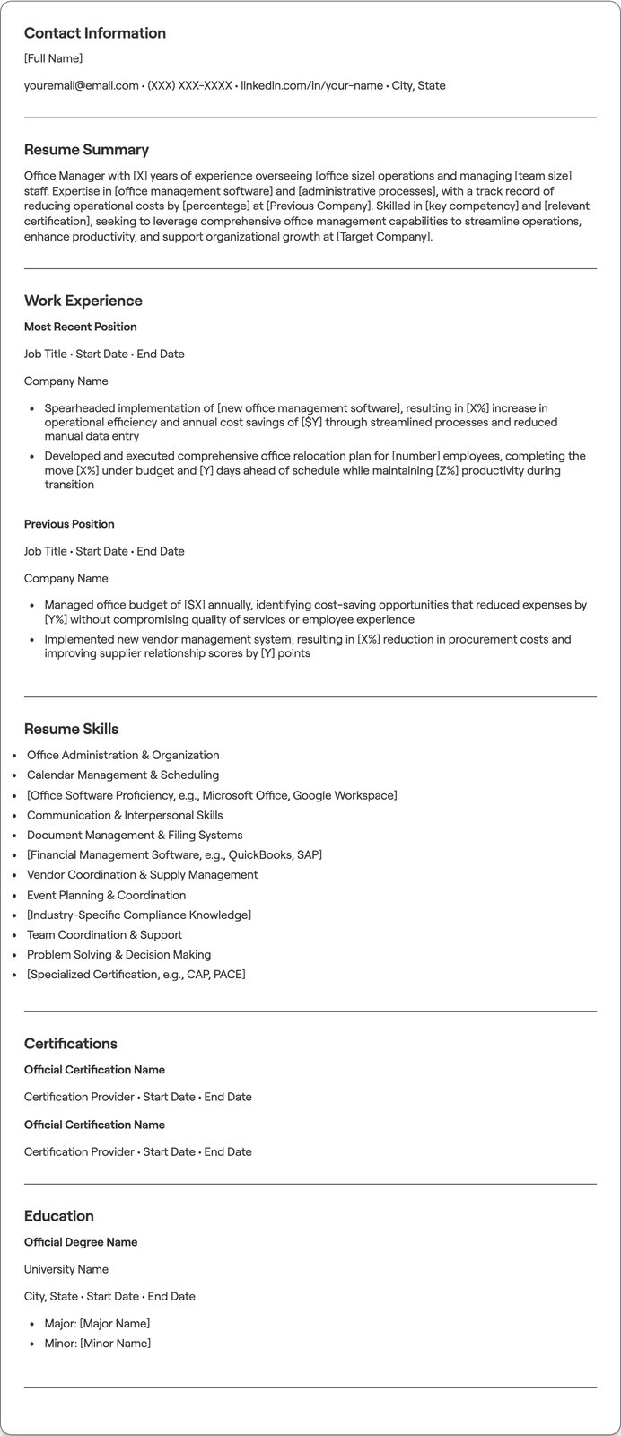 Office Manager resume example