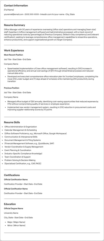Office Manager resume example