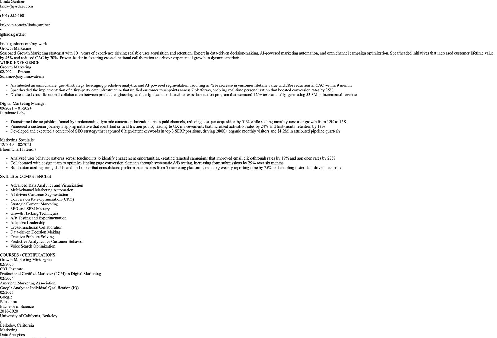 Growth Engineer resume example