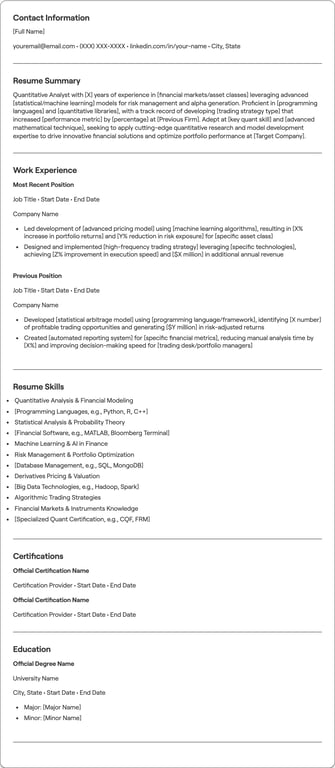 Quant resume preview