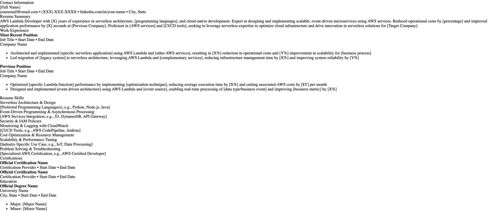 AWS Lambda resume example