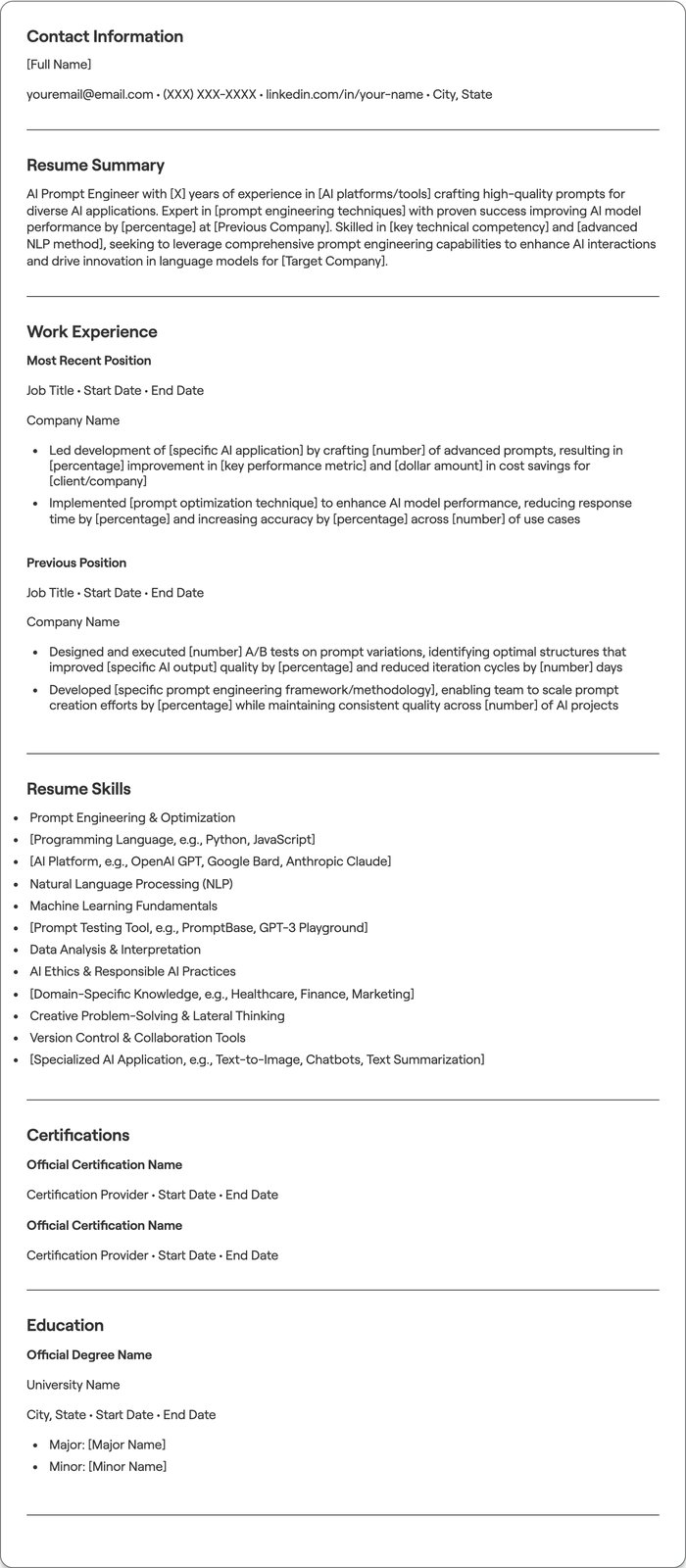 AI Prompt Engineer resume example