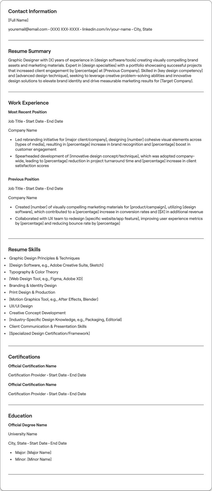 Graphic Designer resume example