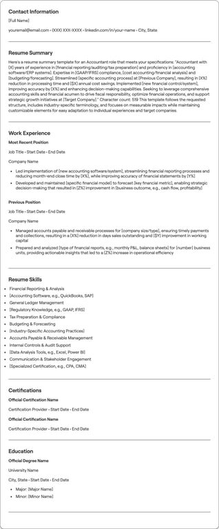 Accountant resume example