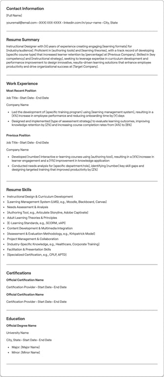 Instructional Designer resume preview