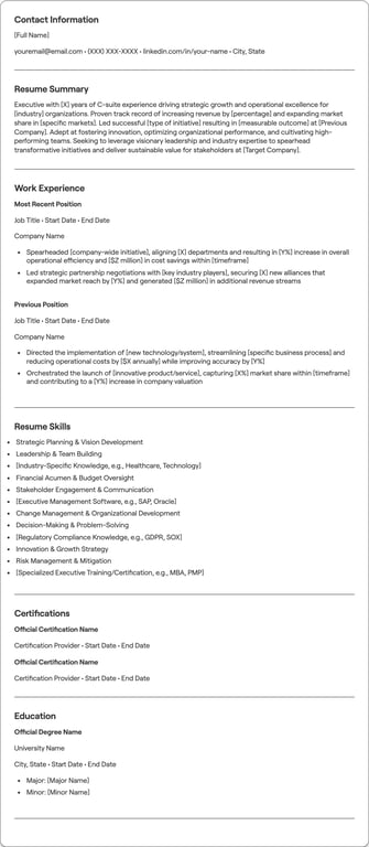 Executive resume preview