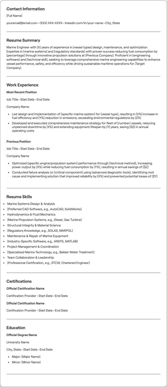 Marine Engineer resume example