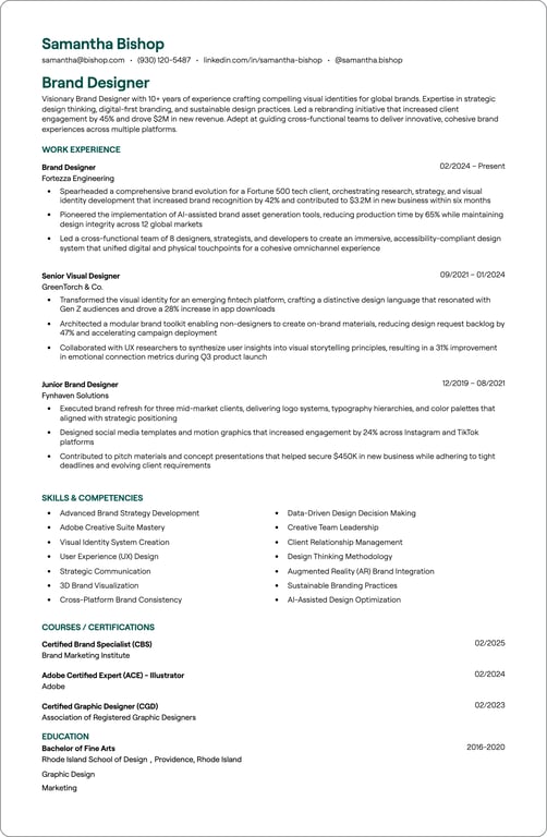 Brand Designer resume preview