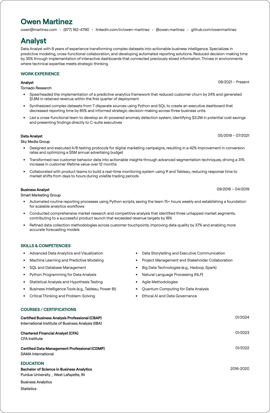 ERP Analyst resume example