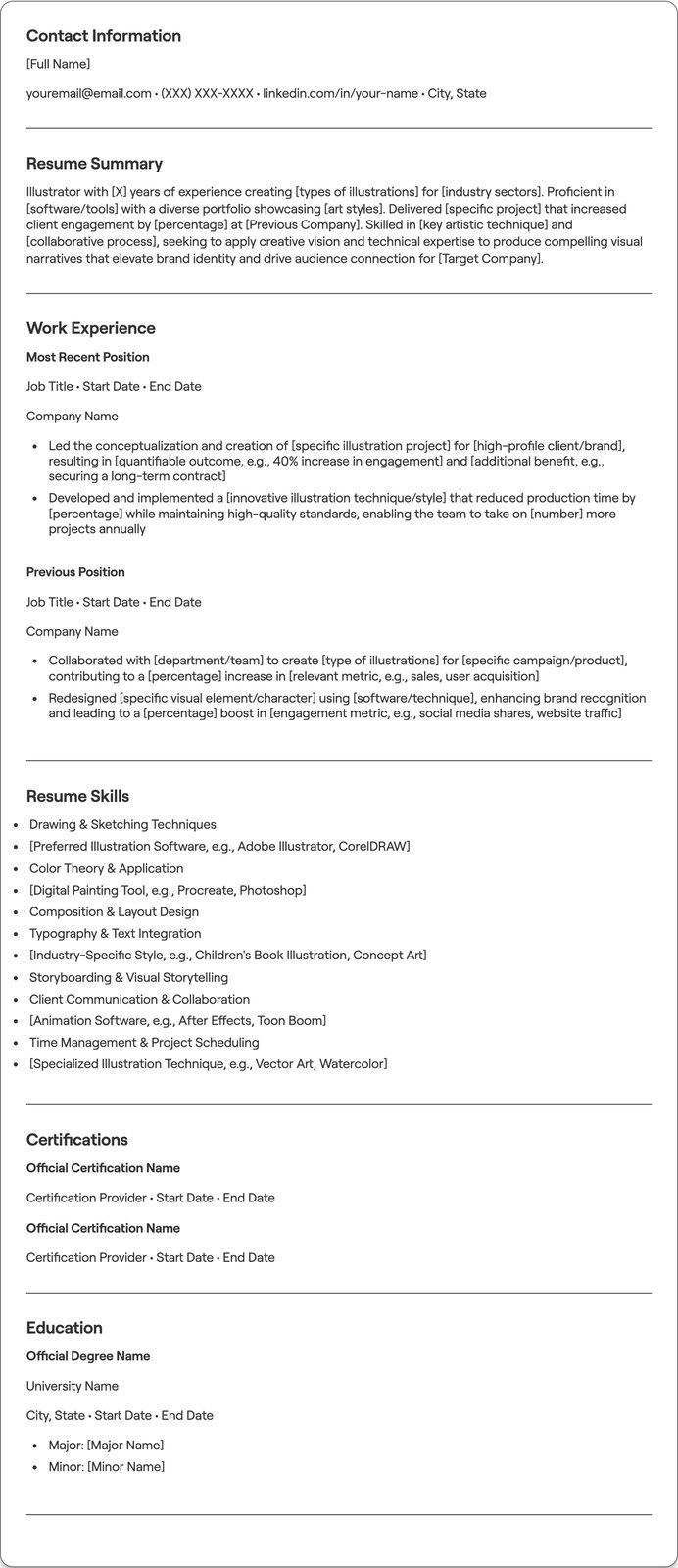 Illustration resume example