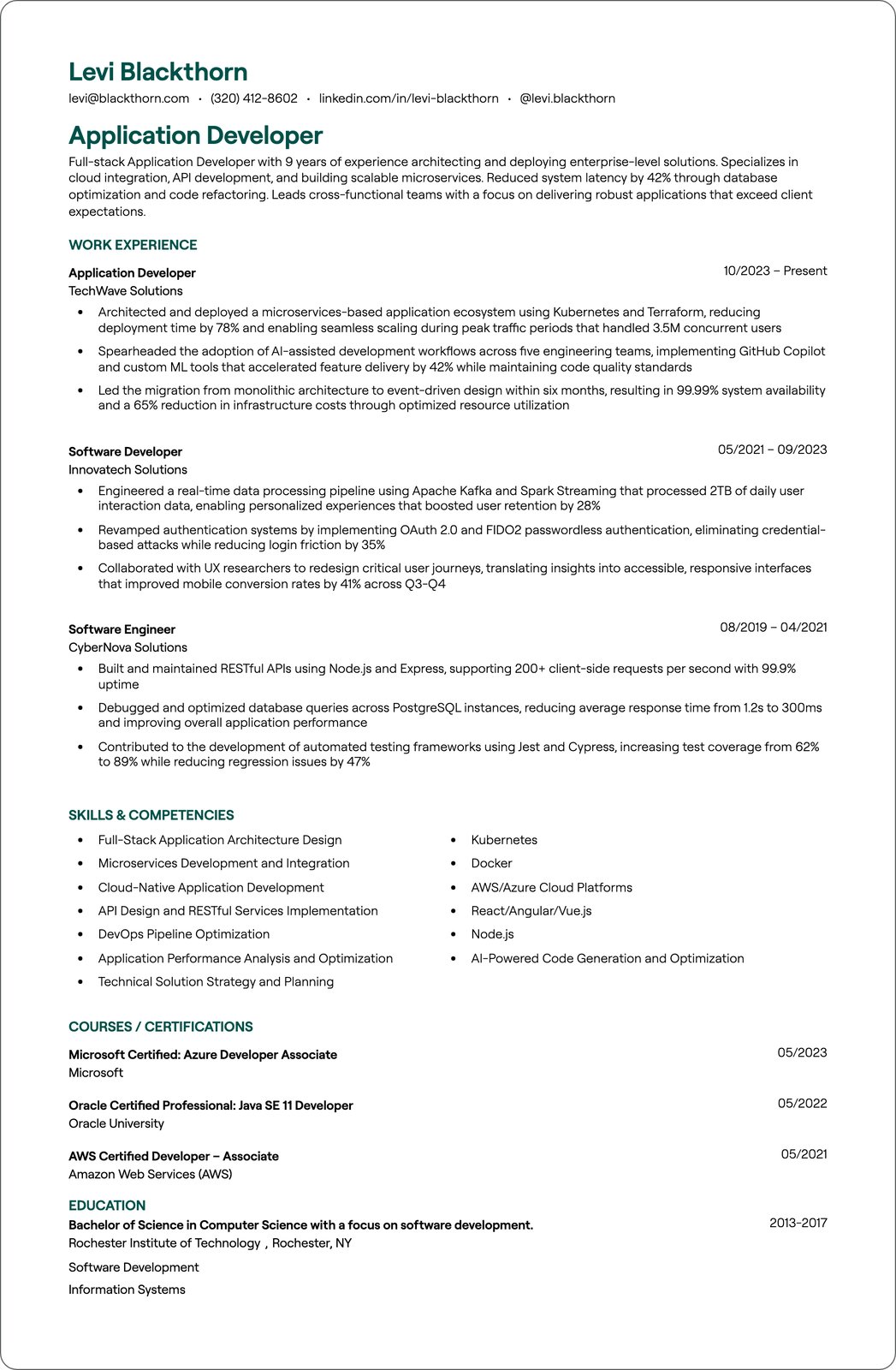 CRM Developer resume example