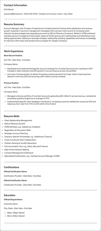 Account Manager resume example