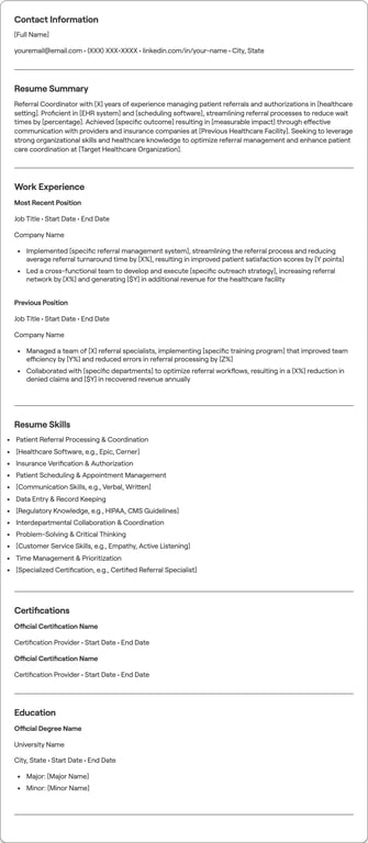 Referral Coordinator resume preview