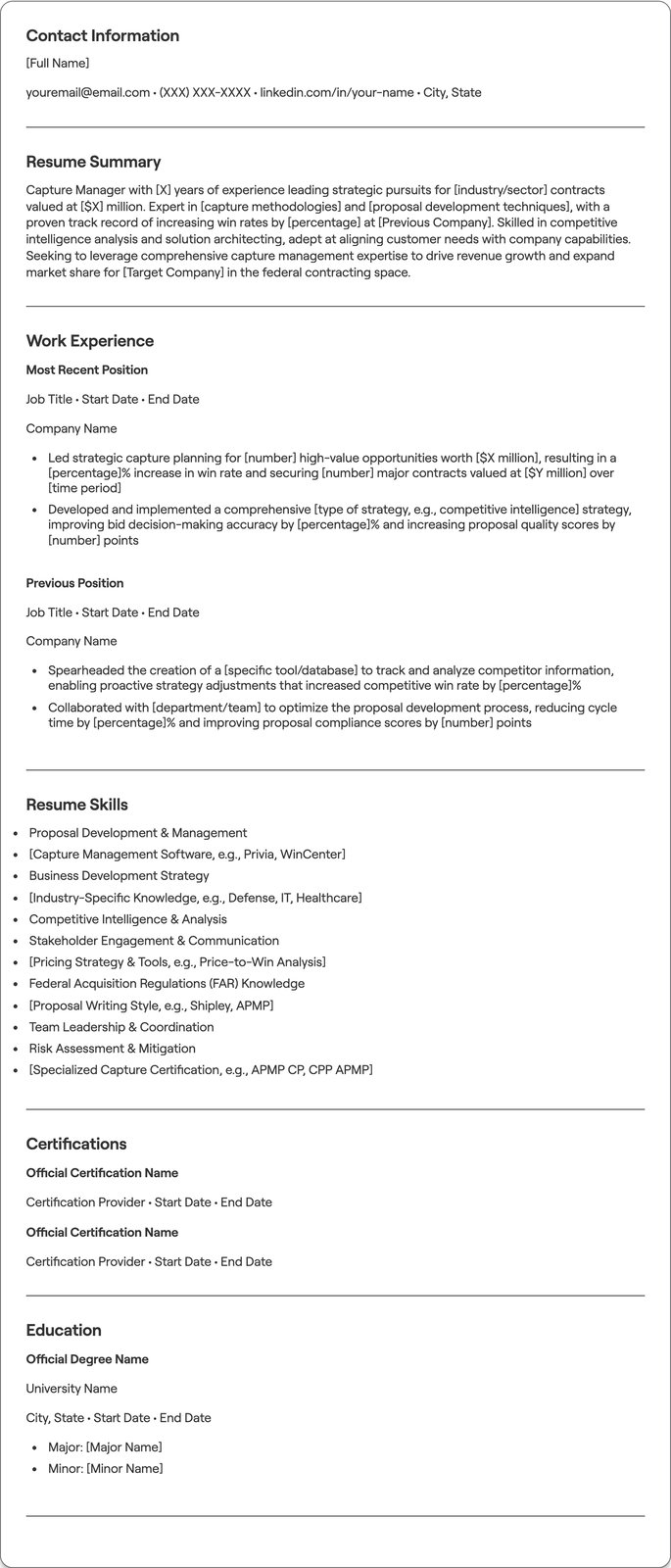 Capture Manager resume example