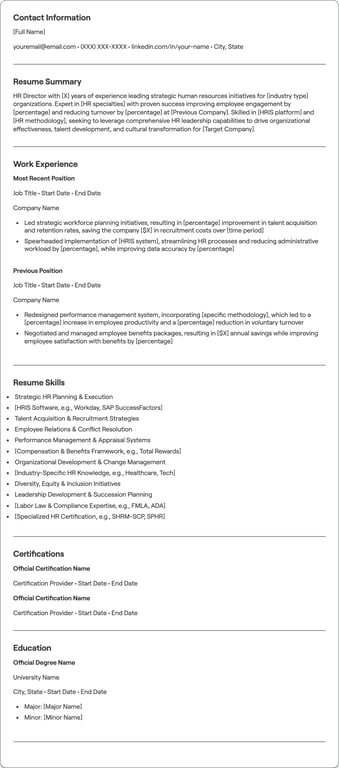 HR Director resume example