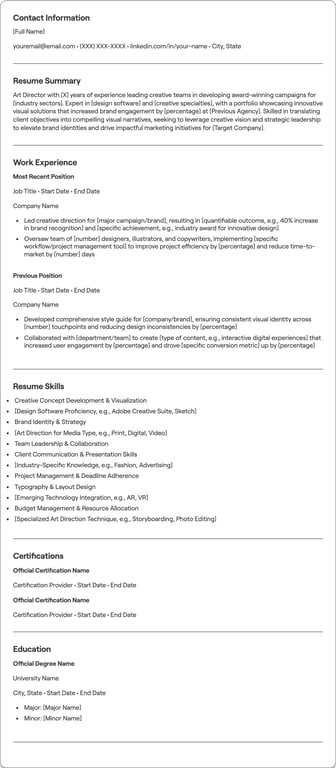 Art Director resume example